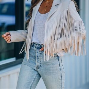 Faux Suede Fringe Jacket